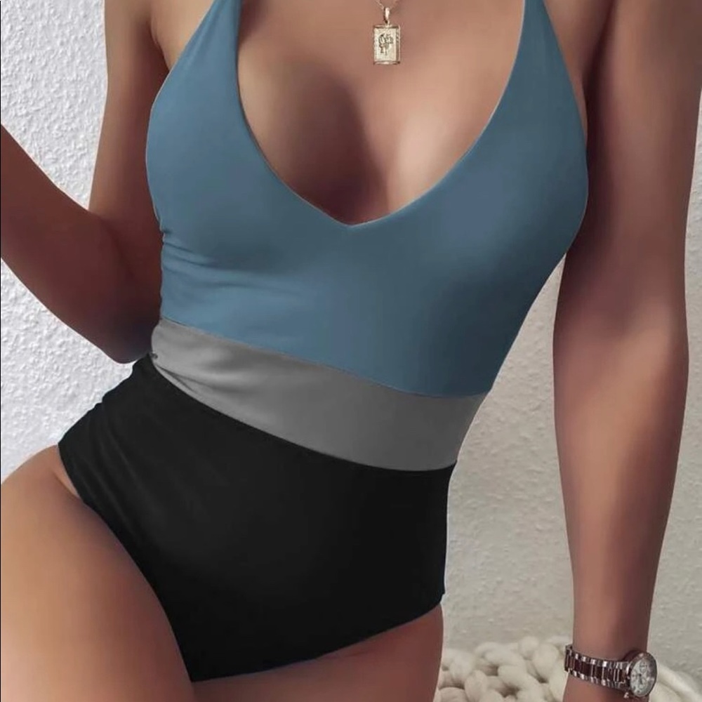 Color Block Bathing Suit- SHEIN